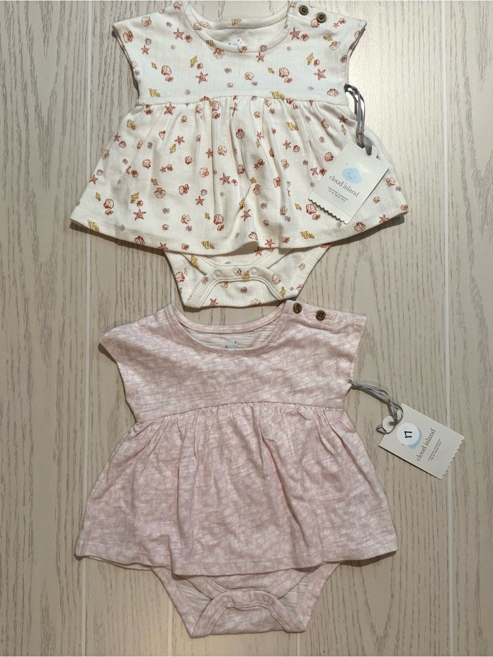 Cloud Island Bodysuit Dresses Baby Girls 0-3M 3-6M Pink Seashell Summer NWT